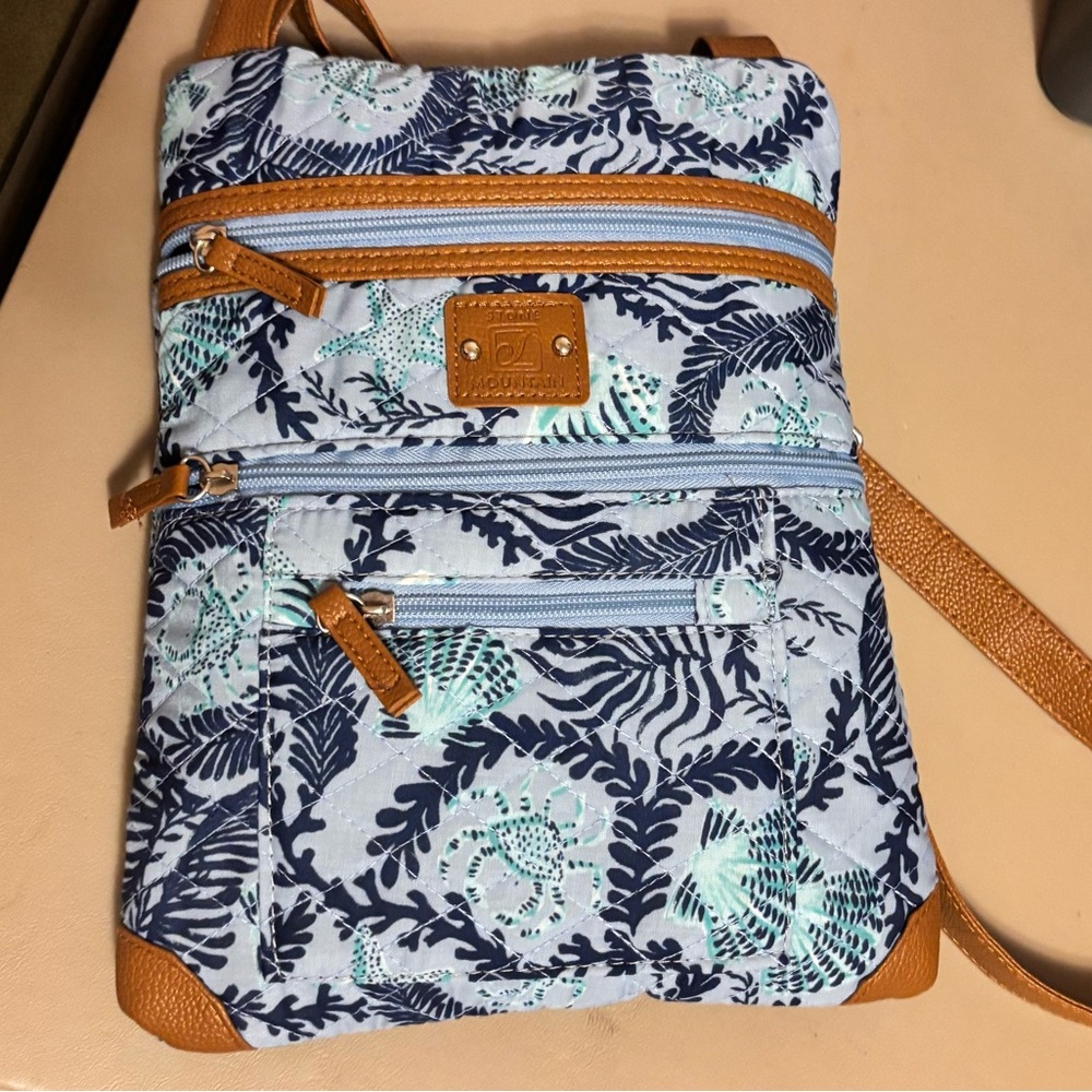 Stone Mountain Blue and Tan Crossbody Bag